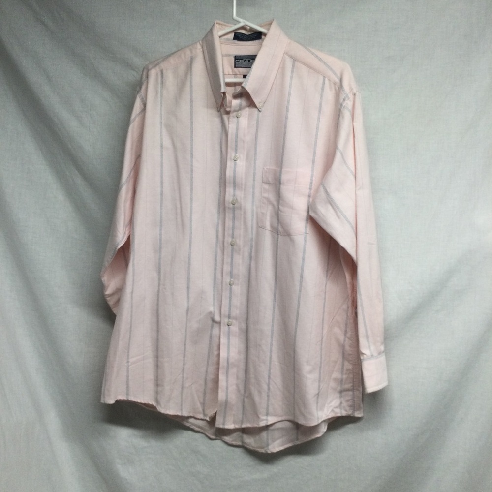 Centura Men's Light Pink Striped Button-Down Shirt Sz 17 32/33